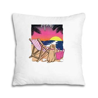 Summer Beach Vacation Dog Sunrise Sunburn Sunset Repeat Beach Chair Pillow | Mazezy AU