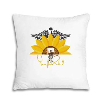 Sunflower With Nurse Heartbeat Nursing Wing Rn Lpn Crna Day Pillow | Mazezy