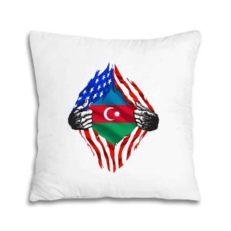 Super Azerbaijani Heritage Azerbaijan Roots Usa Flag Pillow | Mazezy