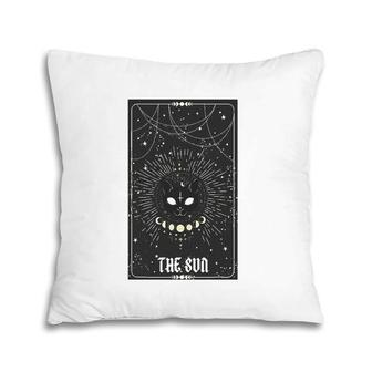 Tarot Card Crescent Sun And Cat Graphic Pillow | Mazezy