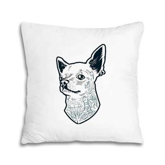Tattooed Chihuahua For Tattooed Rockers Punk Rock Dog Pillow | Mazezy