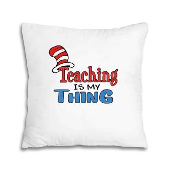 Teaching Is My Things Dr Teacher Red And White Stripe Hat Pillow | Mazezy
