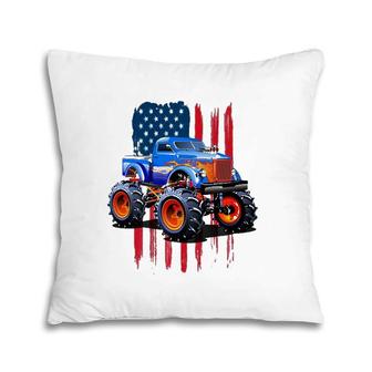 The Perfect American Flag Monster Truck's Rule Pillow | Mazezy
