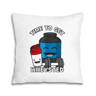 Time To Get Wheysted Protein Shake Cartoon Funny Gym Tank Top Pillow | Mazezy