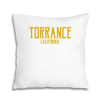 Torrance California Ca Vintage Text Amber Print Pillow | Mazezy