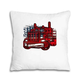 Truck Driver American Flag Trucker Gift Semi Truck Pillow | Mazezy