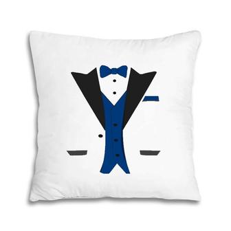 Tuxedo Halloween Wedding Groom Costume Blue Funny Pillow | Mazezy