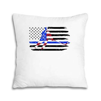 Usa American Flag Hockey Player Thin Blue Line T Pillow | Mazezy