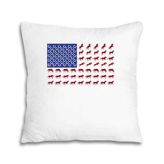 Usa Horse & Horseshoe American Flag Pillow | Mazezy