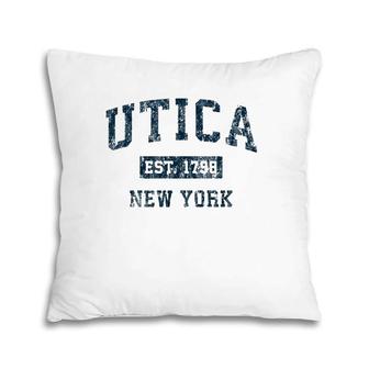 Utica New York Ny Vintage Sports Design Navy Print Pillow | Mazezy