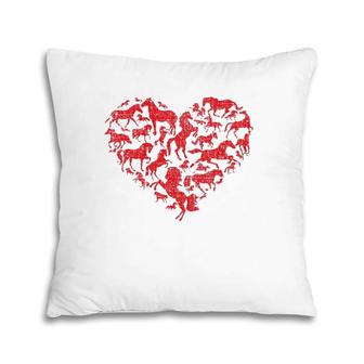 Valentine's Day I Love Horses Distressed Heart Equestrian Pillow | Mazezy