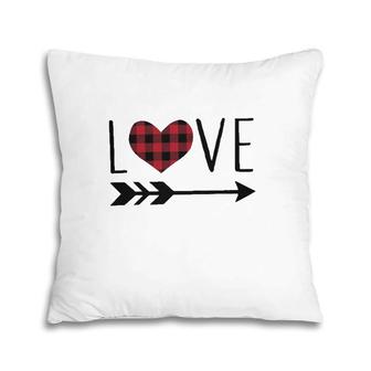 Valentine's Day Womens Graphic Tees Cute Buffalo Plaid Pillow | Mazezy