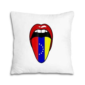 Venezuela Tricolor Flag Tongue Red Lips Pillow | Mazezy
