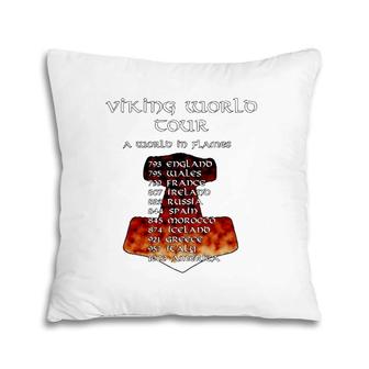 Viking World Tour Funny Pagan Back Print Pillow | Mazezy CA