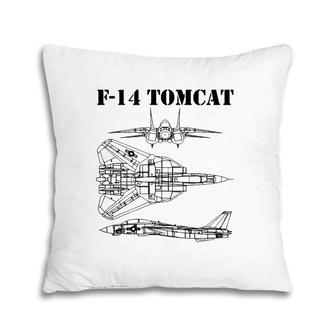 Vintage Black F14 Tomcat Airplane Schematic F-14 Jet Pillow | Mazezy