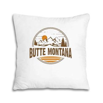 Vintage Butte Montana Mountain Hiking Souvenir Print Pillow | Mazezy DE