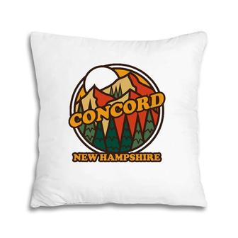 Vintage Concord New Hampshire Mountain Hiking Souvenir Print Pillow | Mazezy