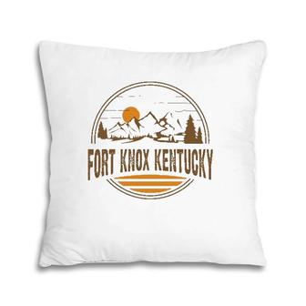 Vintage Fort Knox, Kentucky Mountain Hiking Souvenir Print Pillow | Mazezy