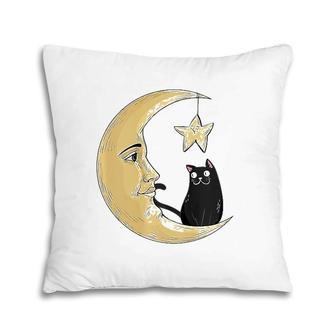 Vintage Halloween Beistle Cat On The Moon Halloween Gift Pillow | Mazezy