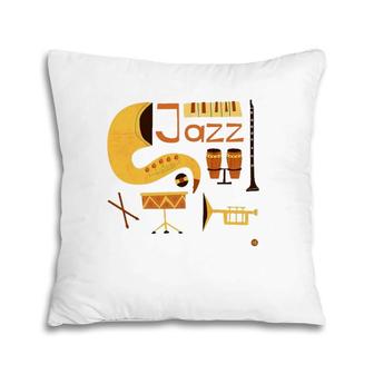 Vintage Jazz Music Musical Instrument Pillow | Mazezy
