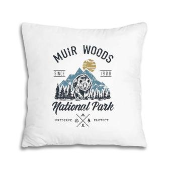 Vintage Muir Woods National Park Hiking Camping Pillow | Mazezy