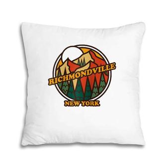 Vintage Richmondville New York Mountain Hiking Souvenir Pillow | Mazezy