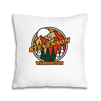 Vintage Stevenson, Washington Mountain Hiking Souvenir Print Pillow | Mazezy