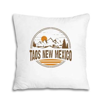 Vintage Taos, New Mexico Mountain Hiking Souvenir Print Pillow | Mazezy