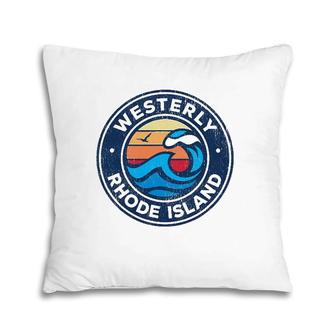 Westerly Rhode Island Ri Vintage Nautical Waves Design Pillow | Mazezy