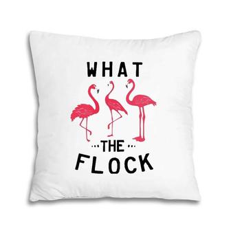 What The Flock Funny Pink Flamingo Beach Puns Gift Pillow | Mazezy CA