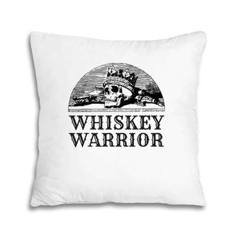 Whiskey Warrior With Vintage Skull Design Pillow | Mazezy