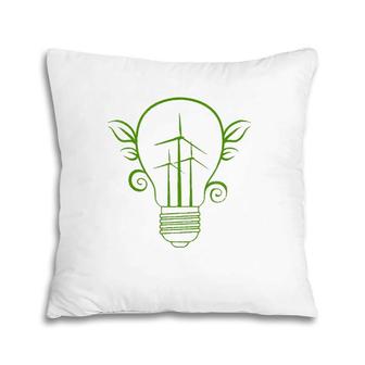 Windmill Light Bulb Solar Energy Global Warming Earth Day Pillow | Mazezy