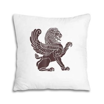 Winged Lion Mythological Vintage Pillow | Mazezy