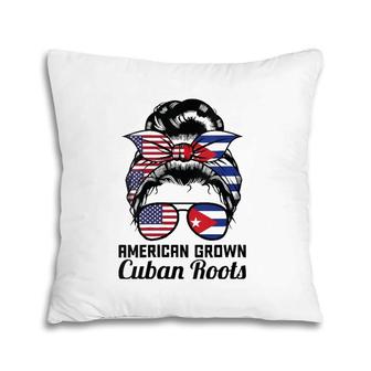 Womens American Grown Cuban Roots Messy Bun Cuba Pillow | Mazezy