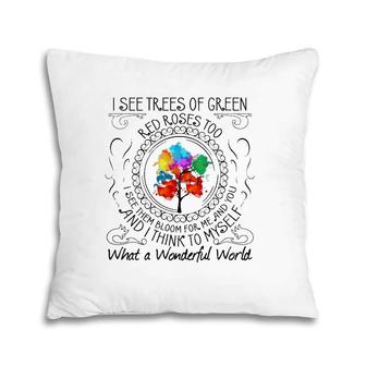 Womens And I Think To Myself What A Wonderful World Gift V-Neck Pillow | Mazezy