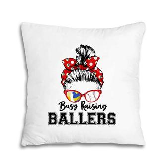 Womens Busy Raising Ballers Classy Volleyball And Baseball Lover Pillow | Mazezy