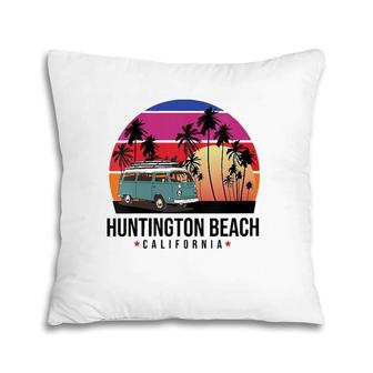 Womens California Huntington Beach Retro Surfer V-Neck Pillow | Mazezy