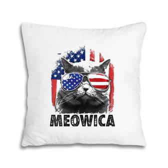 Womens Cat 4Th Of July S Meowica Merica Men Usa American Flag V-Neck Pillow | Mazezy