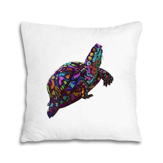 Womens Colorful Splash Eastern Box Turtle Pillow | Mazezy