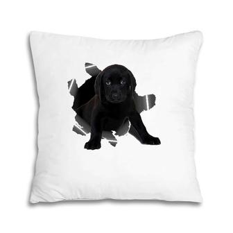 Womens Cute Black Lab Torn Cloth Black Lab Lover Dog Owner Puppy Pillow | Mazezy