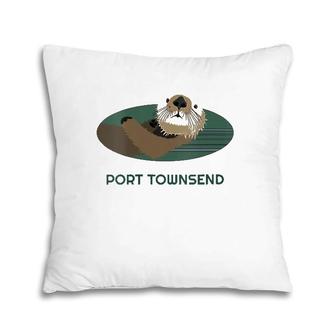 Womens Cute Otter Port Townsend, Wa Coast Resident Fisherman Gift V-Neck Pillow | Mazezy