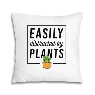 Womens Easily Distracted By Plants Funny Plant Lover Christmas Gift V-Neck Pillow | Mazezy