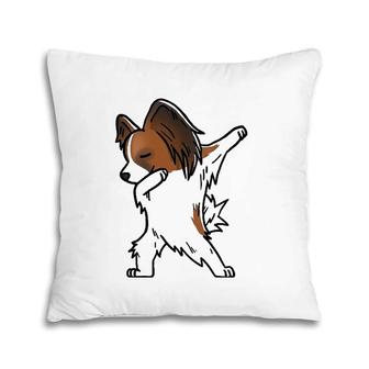 Womens Funny Dabbing Papillon Dog Party Birthday Gift Pillow | Mazezy