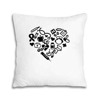 Womens Heart Shaped Nursing Tools Nurse Healthcare Profession Gift Pillow | Mazezy