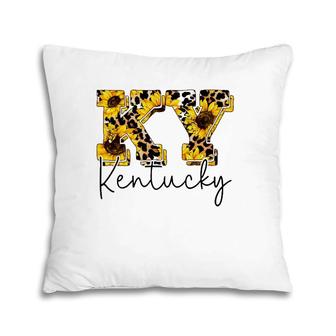 Womens Kentucky Sunflower Leopard Print Gift Pillow | Mazezy