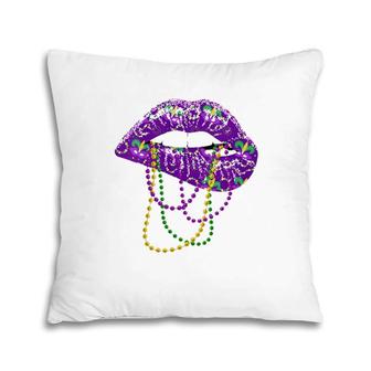 Womens Mardi Gras For Women Lips Queen Carnival Costume Gift Pillow | Mazezy