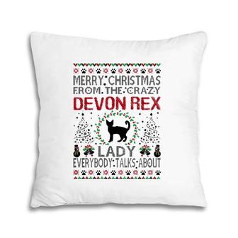 Womens Merry Christmas From Crazy Devon Rex Lady Gift Pillow | Mazezy