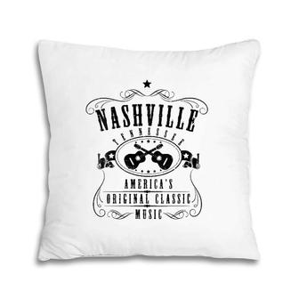 Womens Nashville Tennessee Vintage Country Music City Guitar Gift V-Neck Pillow | Mazezy
