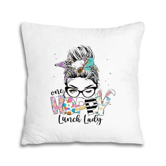 Womens One Hoppy Lunch Lady Cafeteria Staff Easter Outfit Pillow | Mazezy AU