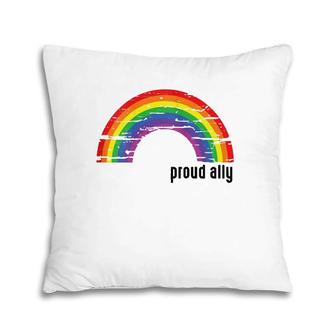 Womens Proud Ally Lgbt Gay Pride For Family Friends Retro Rainbow Pillow | Mazezy UK